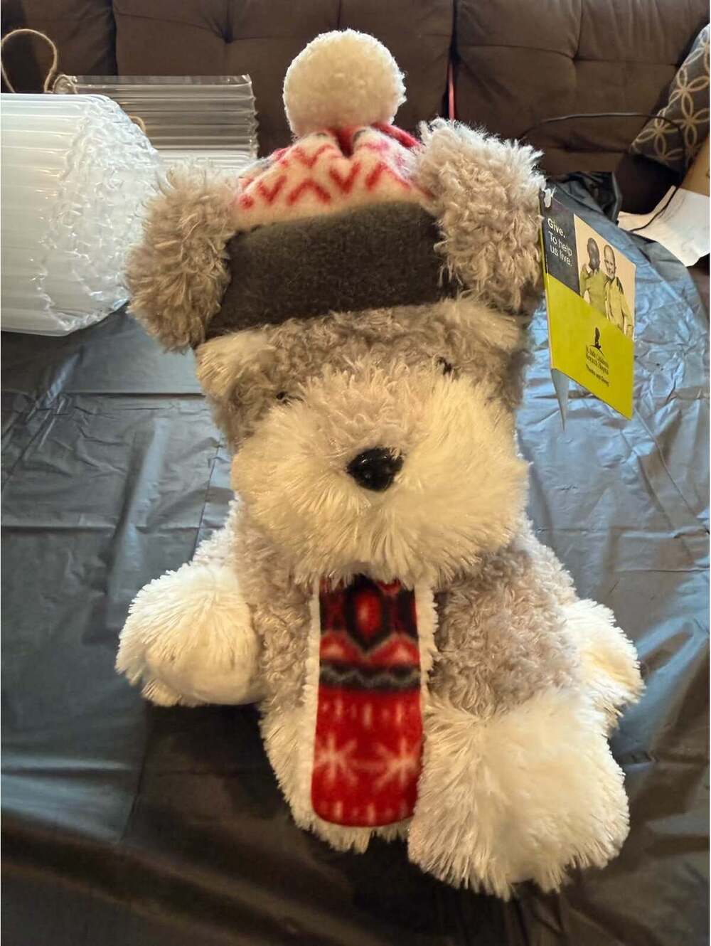 Hugfun International Plush Dog with Winter Hat and Scarf like new